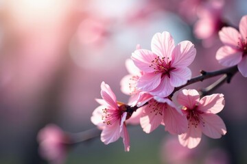 Obraz premium Delicate pink sakura blossoms, intricate branch pattern , wallpaper, design