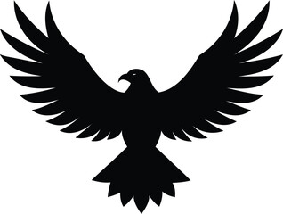 Naklejka premium Majestic black and white eagle silhouette with spread wings, ideal for wildlife and freedom-themed designs