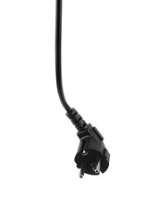 black plastic plug from an electrical appliance for plugging into an electrical outlet, isolated