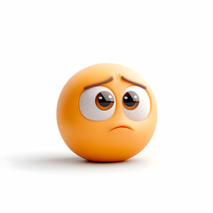 3D Render of a Cute Sad Orange Emoji Face