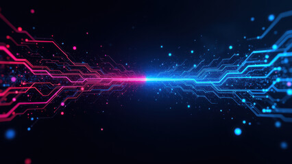 Obraz premium The image features a futuristic cybernetic background with neon digital patterns representing internet security.