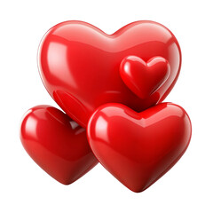 Fototapeta premium 3D Red Heart Love Icons Isolated on Transparent Background
