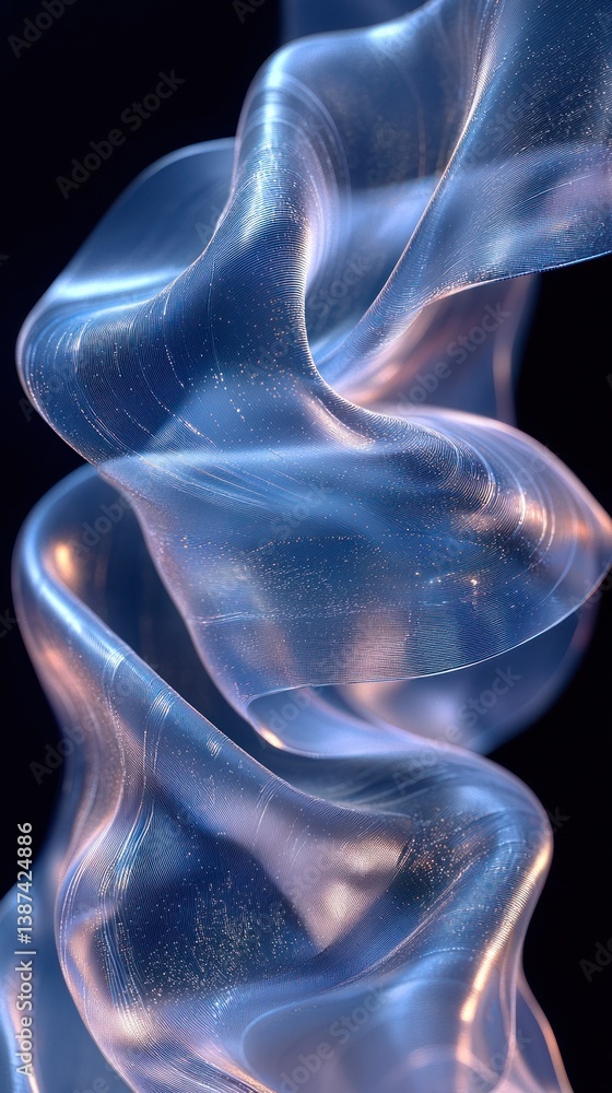 Poster abstract swirling, translucent forms. a mesmerizing display of fluid, undulating shapes with a delic