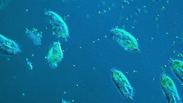 Paramecium under the microscope background