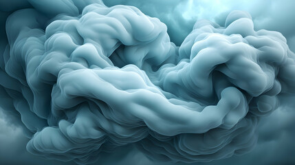 Obraz premium Abstract Blue and Grey Smoke Clouds Digital Art