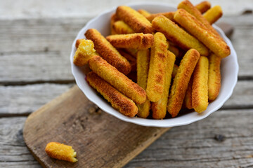 Mozzarella sticks Italian cheese breaded  oven baked  mozzarella sticks with   burger sauce ..Italian street food.