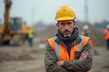 Image of a Disheartened Construction Worker at a Worksite