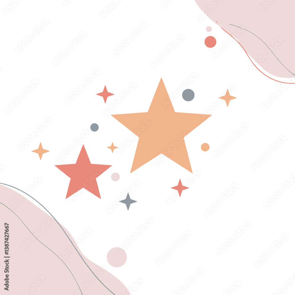 Poster stars in abstract design with soft colors and light background