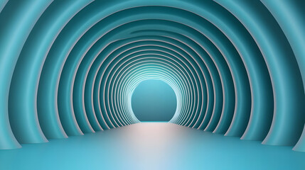 Obraz premium Abstract Blue Glowing Tunnel with Circular Geometric Pattern