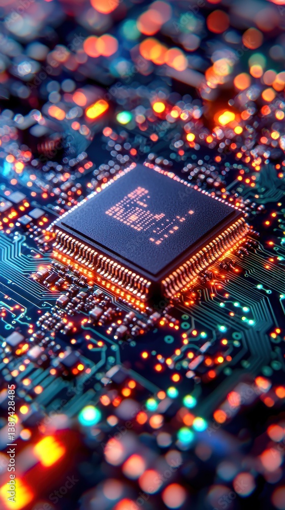 Poster advanced microchip on circuit board