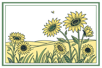 floral background with sunflowers