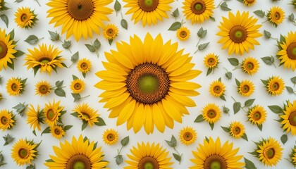 Sunflowers arranged in radial field symmetry