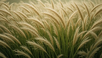 Fototapeta premium Wind-blown tall grass captured in harmonic arrangement