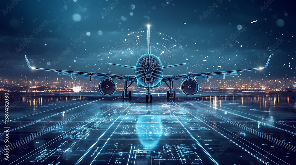 Poster an ai powered system improving air travel by analyzing flight data, ai-assisted route optimization, 