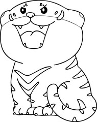 Outline Tiger hand drawn illustration