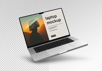 Mockup of a floating laptop