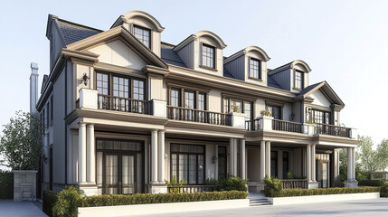 Fototapeta premium Elegant row of townhouses with classic architecture
