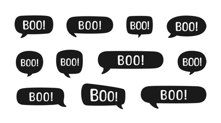 Halloween Boo Speech Bubble Silhouette Sound Effect Illustration Set