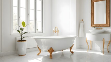 Luxury Sca-Andalusian bathroom style, white tub design