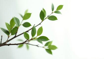 Obraz premium Branches with leaves isolated on white background, minimalist decor, isolation photography