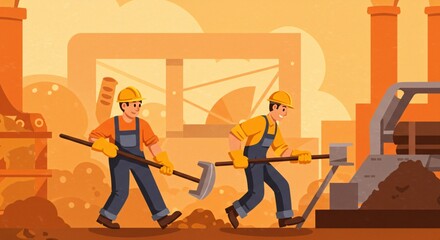 animation labor day event workers employees labors hard-work