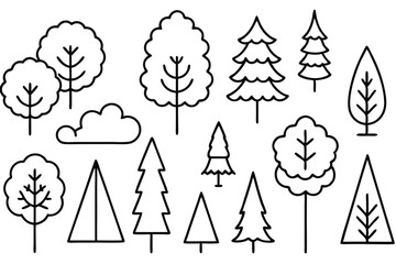 Fototapeta premium Forests Line Art Illustration Beautiful Natural Scene for Artwork 