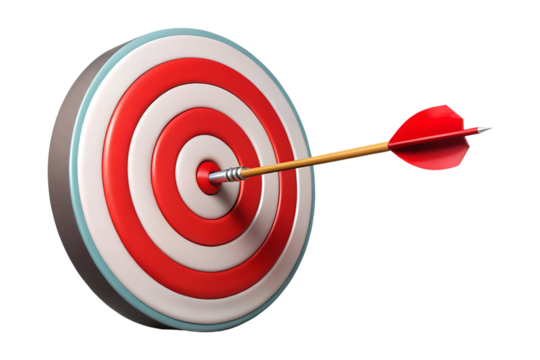 target with red arrow on transparent background 