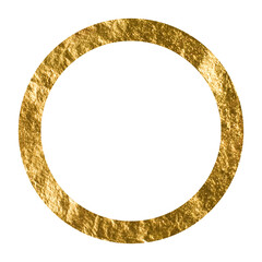 Circle luxury Gold frame border transparent png or isolated on white. Textured golden border for poster, banner, greeting, card, book, print & publication design.	