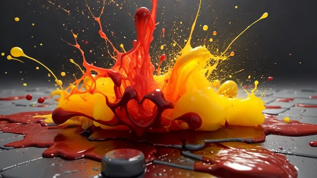 Dynamic Paint Eruption: Captivating Visuals of Color Splashes and Fluid Motion Graphics