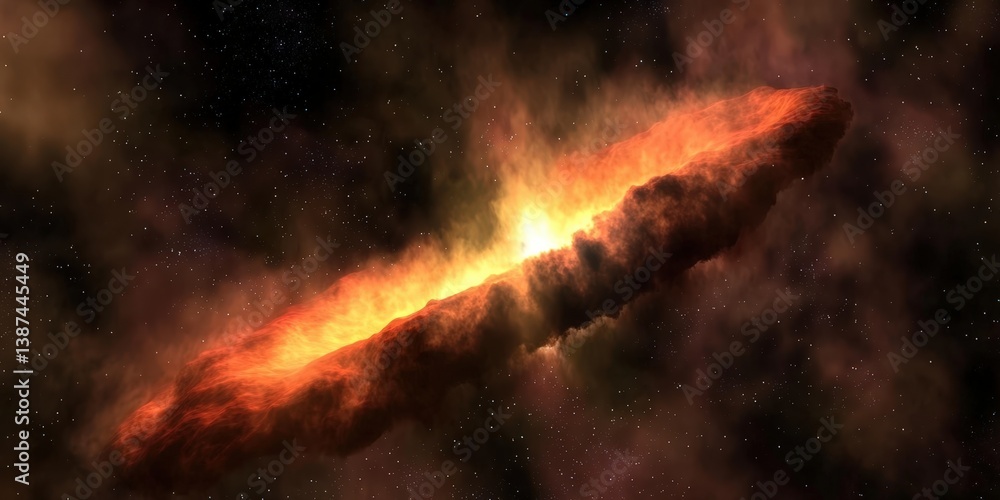 Wall mural glimpse into deep universe. glowing nebula radiating light in dark space with stars, cosmic wonder.