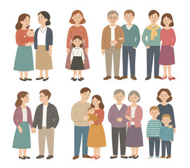 Obraz premium 家族のイラストセット