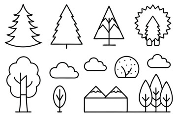Forests Line Art Illustration Tranquil Forest Landscape in Simple Lines  