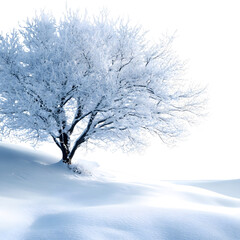 Serene Snowy Tree Scene Isolated on Transparent Background