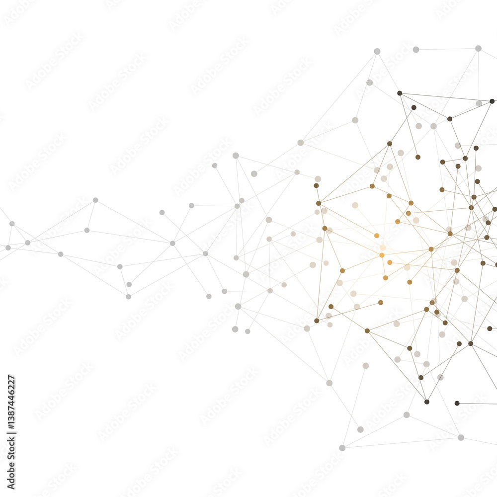 Poster Minimalistic design with connecting the dots and lines. Abstract geometric background of science and technology concept