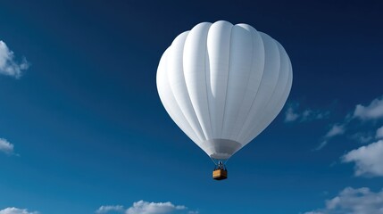 Naklejka premium White hot air balloon soaring high in a clear blue sky
