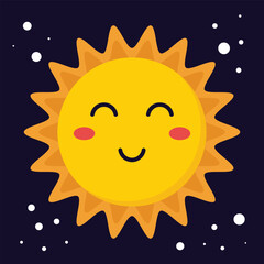 Cute vector illustration of the Sun in cartoon style, perfect for kids’ educational materials or space-themed designs.