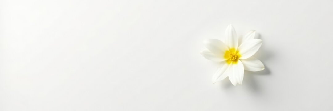 A single white flower on a blank white background, bloom, solo