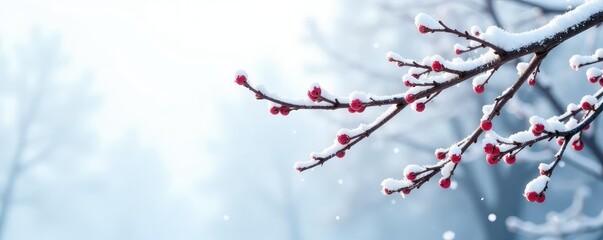 Branches with snowflakes isolated on white background, nature, frost, winter scene