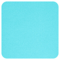close up of blank cyan flat sponge tile with rounded corners against white