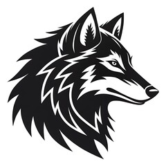 Majestic wolf head profile striking black and white tribal design bold graphic art powerful animal symbol fierce and elegant strong lines clean