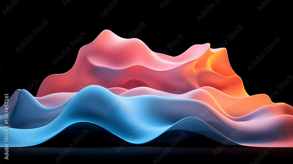 Poster abstract waves of vibrant colors creating a dynamic composition