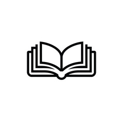Open Book Minimalist Black and White Line Art Illustration for Education and Reading