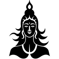  Vector silhouette Icon of Lord Shiva in Meditative Pose with Trisula Crown
