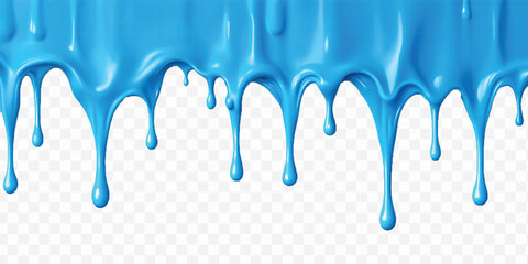 realistic liquid paint dripping down in different colour style isolated on white background