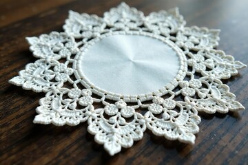 Obraz premium Intricate floral lace doily, delicate threads , knitting, needlework, refined