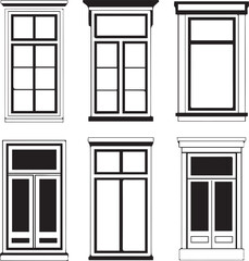 Collection of Vector Black and White Window Designs.