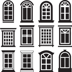 Obraz premium Collection of Vector Black and White Window Designs.