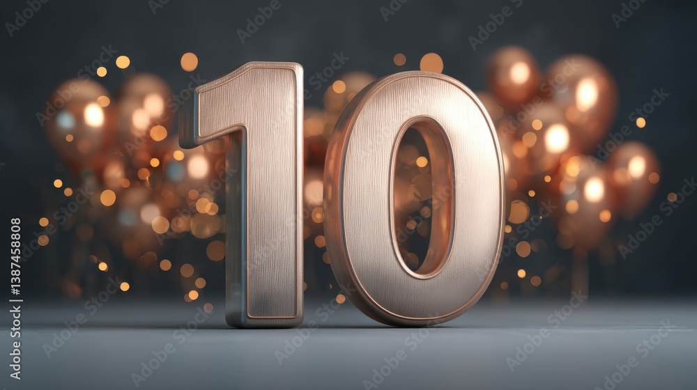 Fototapete 3d rendering of the number 