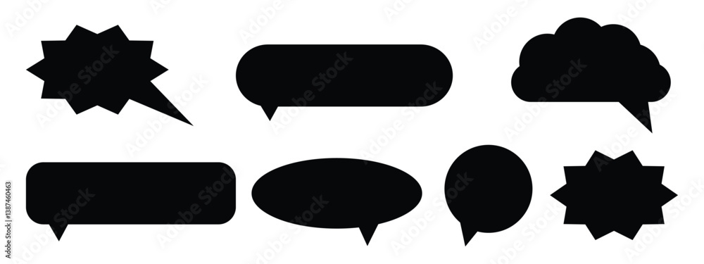 Poster collection of black speech bubbles and callouts shape vector on white background