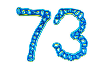 3d Blue Number 73 For Math And Business Concept
